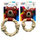 Angel "Playtime" Suede Bear & Rope Natural Dog Toy XS-SM