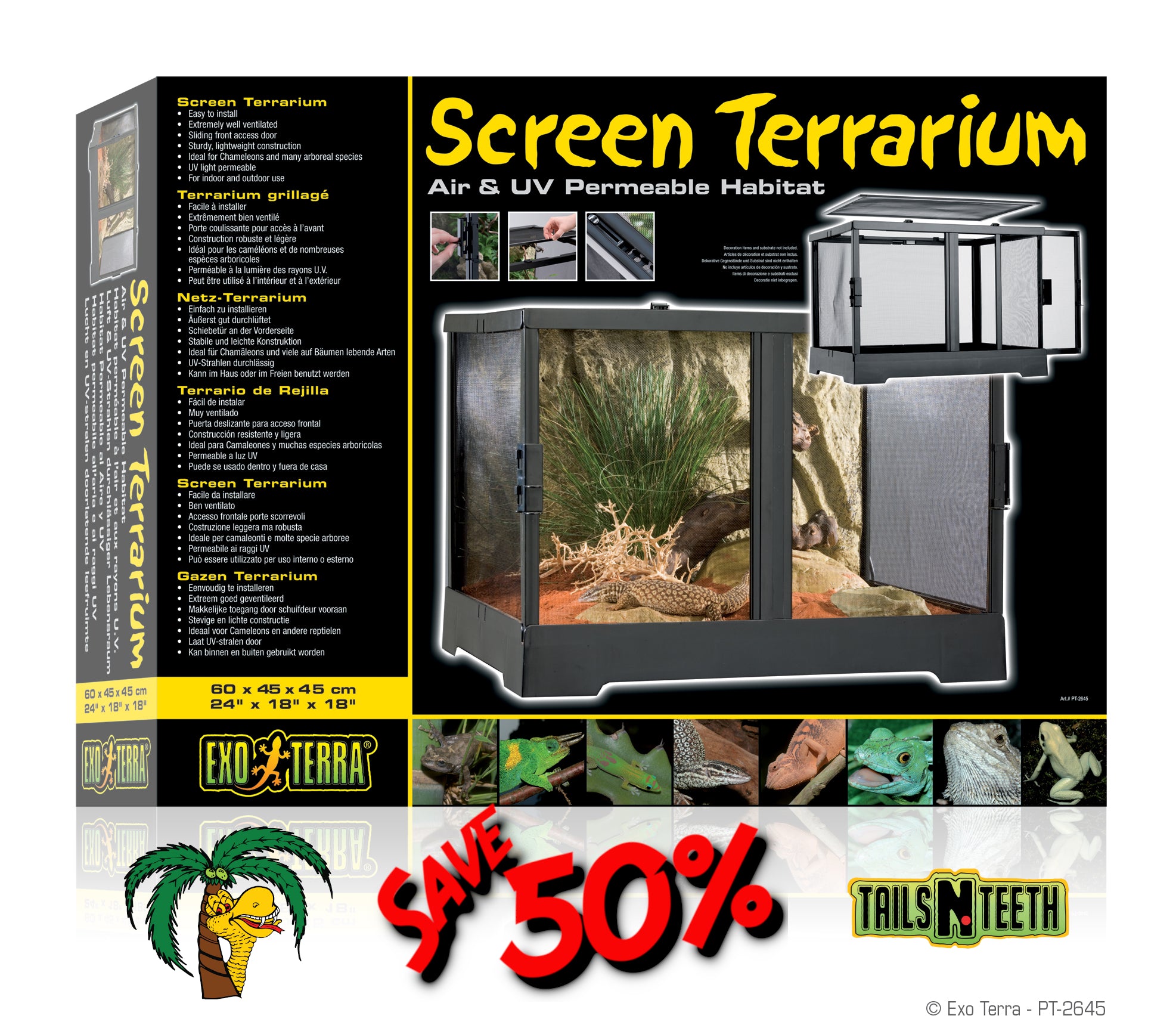 Exo Terra SCREEN Terrarium - 60 x 45 x 45cm 24
