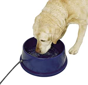 K H Pet Products Thermal Bowl Outdoor Heated Dog Bowl Blue 96 Ounces