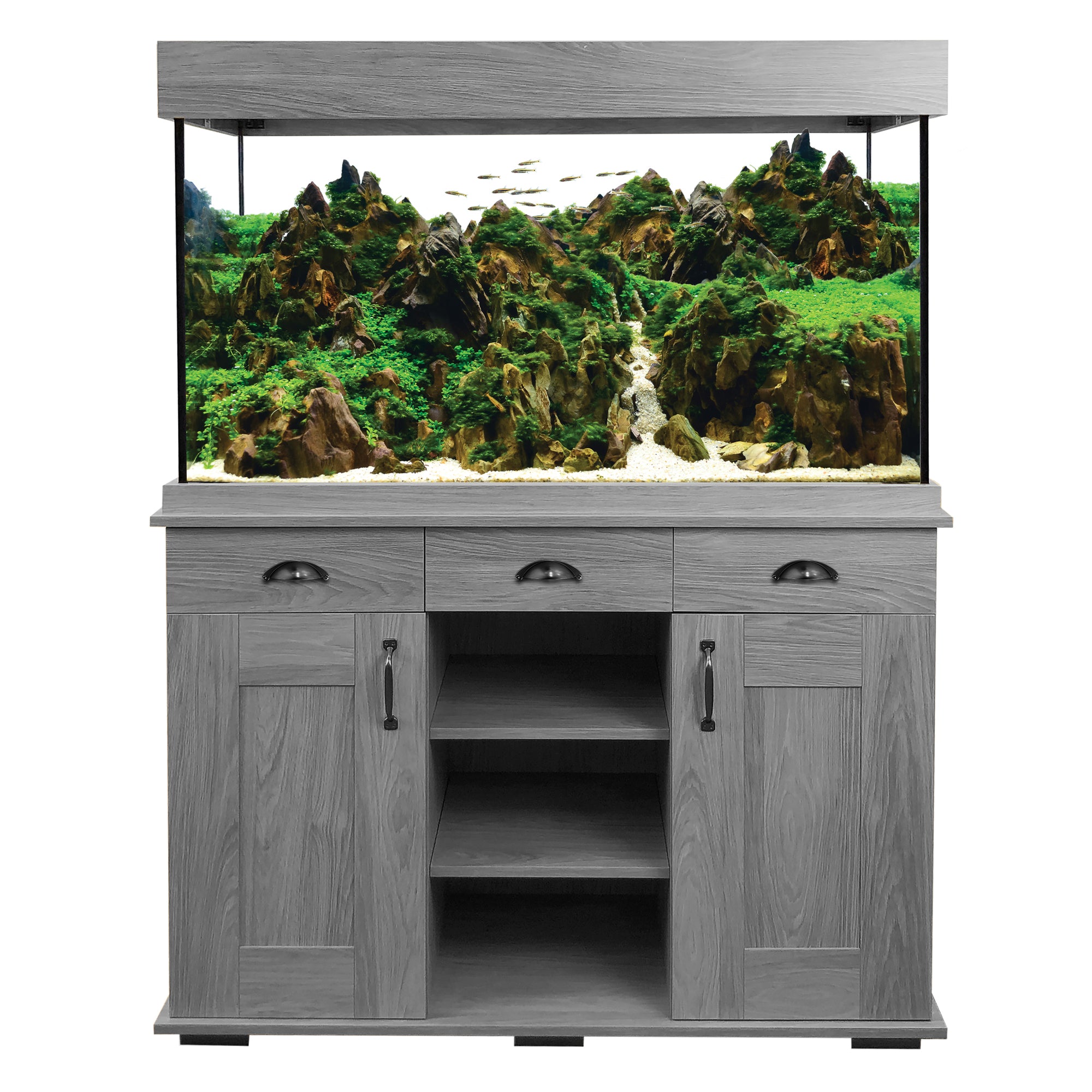 Grey fish clearance tank stand