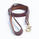 ANGEL "Braided Leash" (Double Handle) Leather Collar 4' x 3/4" (Black)