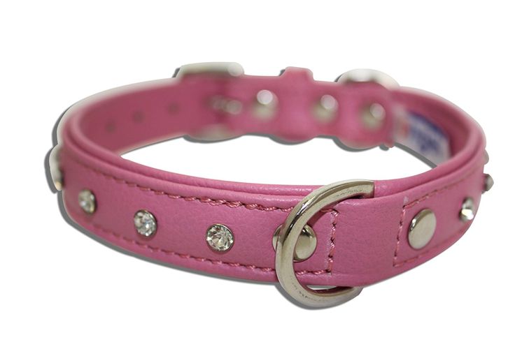 ANGEL "Athens Replica Diamonds" Leather Collar 22" x 1" (Pink)