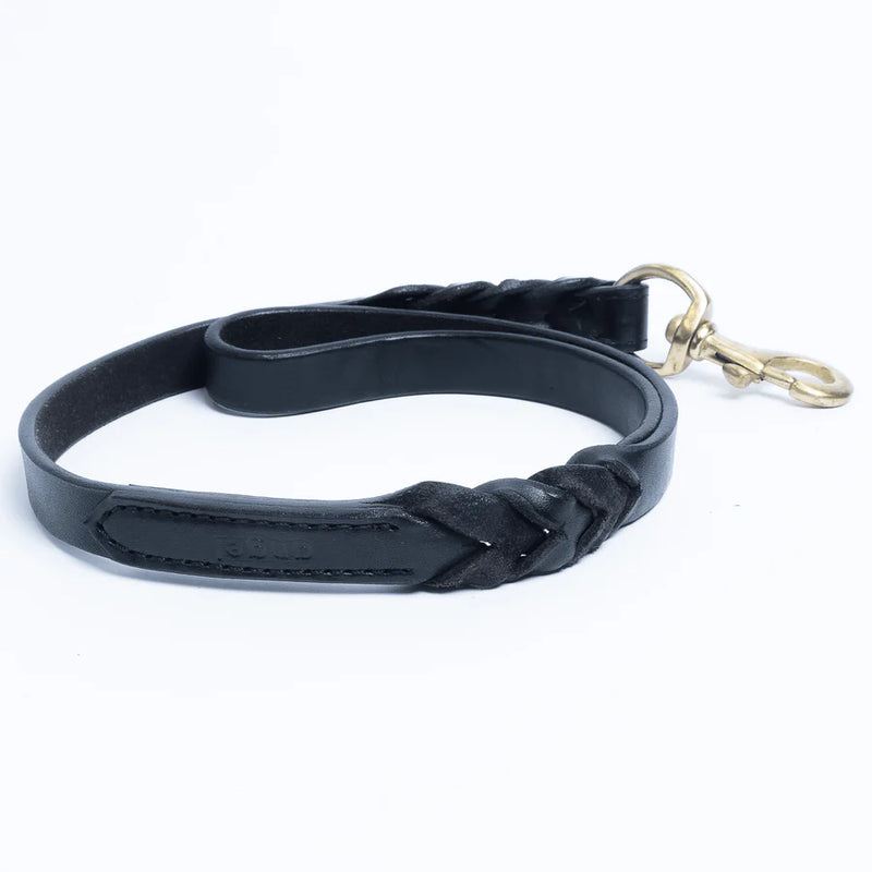 ANGEL Braided Leather Traffic Leash 2' 3/4" (Black)