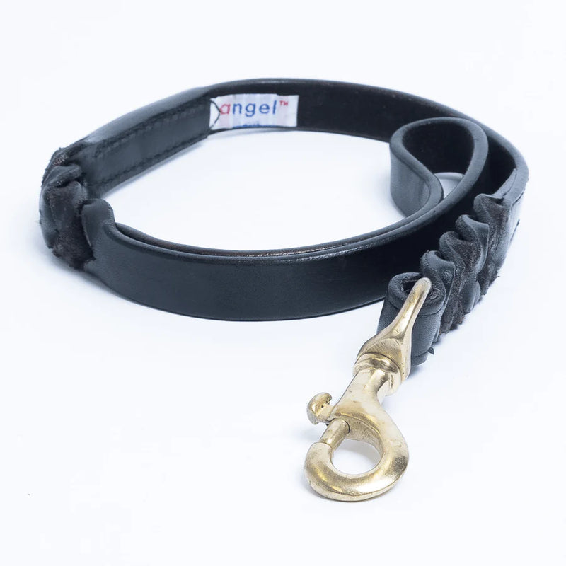 ANGEL Braided Leather Traffic Leash 2' 3/4" (Black)