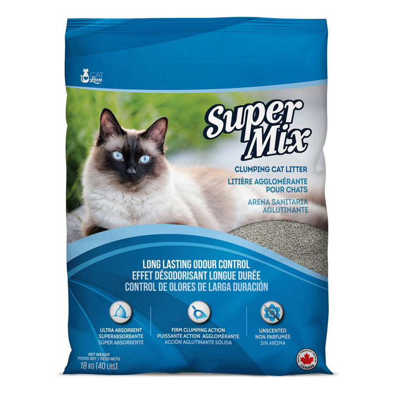 Cat Love Super Mix Unscented Clumping Cat Litter - 18 kg (40 lbs)