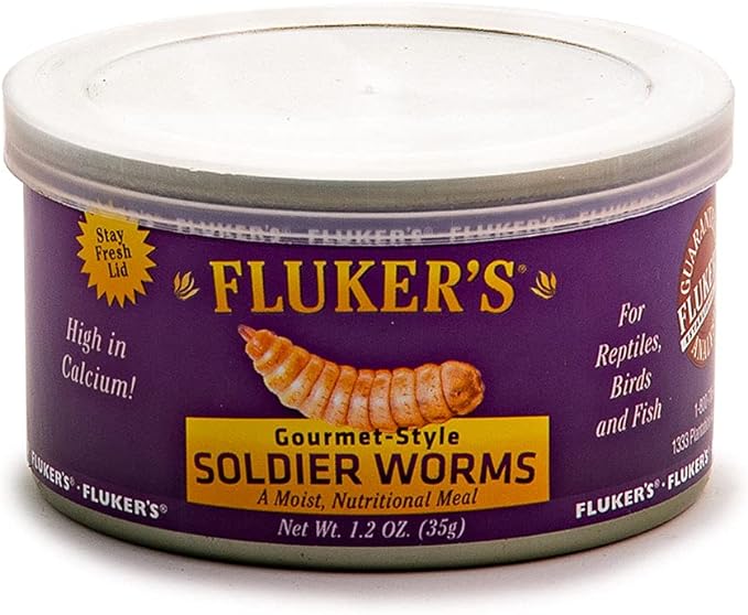 FLUKERS Gourmet Canned Soldierworms 1.2Oz Reptile Treat