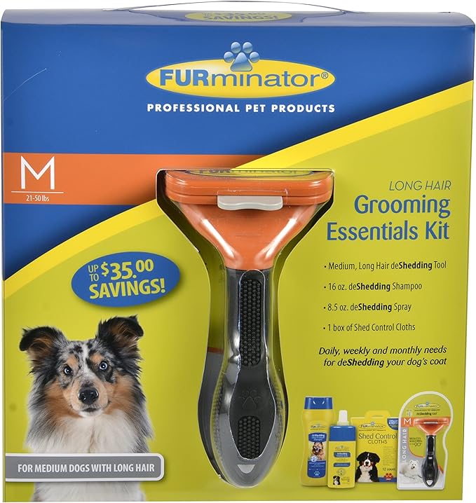 FURminator 101060 Grooming Essentials Kit for Pets, Medium, Long Hair