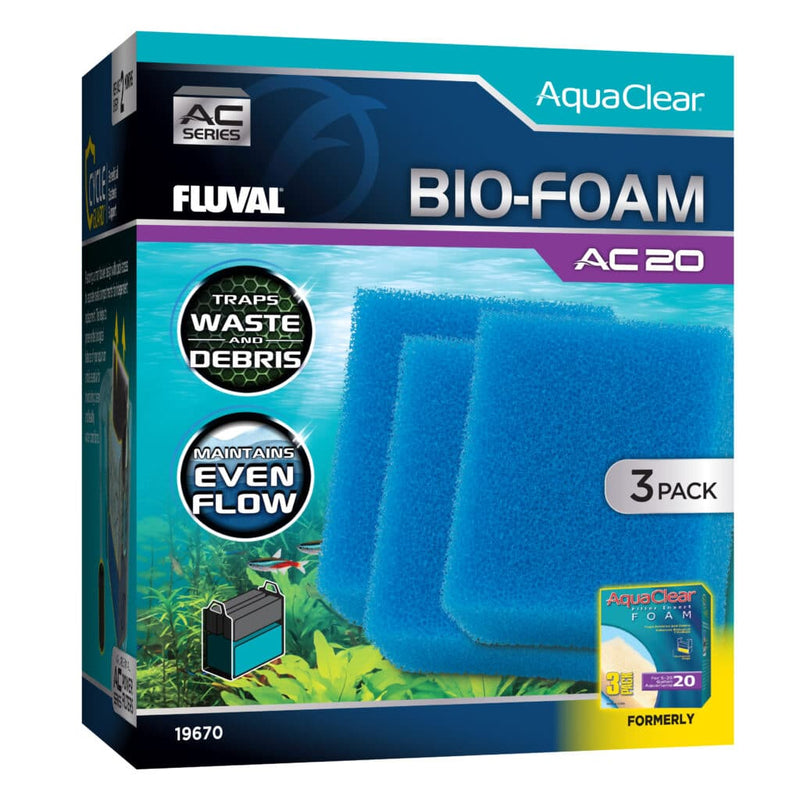 Fluval AquaClear 20 Bio-Foam Filter Insert - Blue - 3 pack