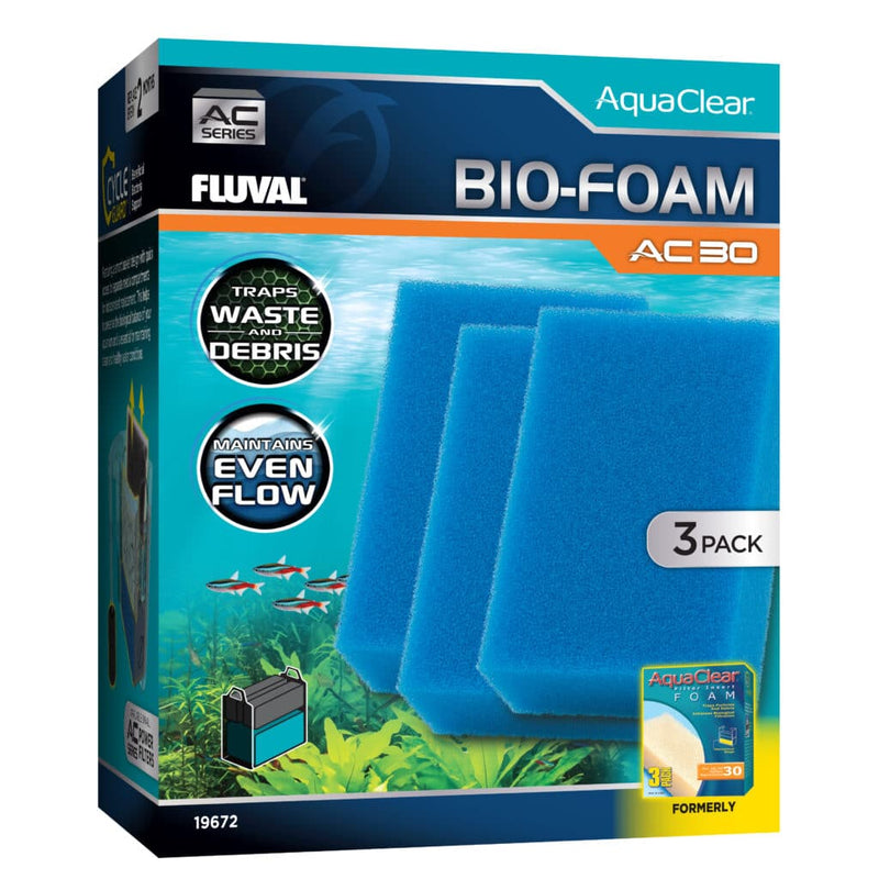 Fluval AquaClear 30 Bio-Foam Filter Insert - Blue - 3 pack