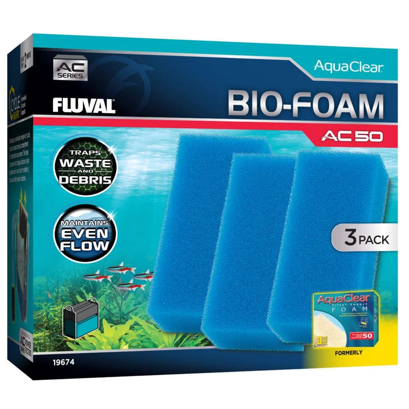 Fluval AquaClear 50 Bio-Foam Filter Insert - Blue - 3 pack