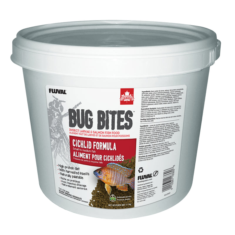 Fluval Bug Bites Cichlid Formula - Medium to Large Fish - 1.4-2.0 mm granules - 1.7 kg (3.7 lbs)