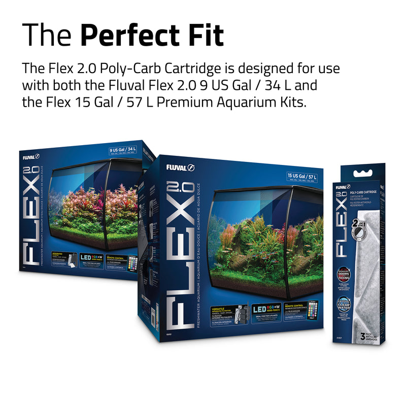 Fluval Flex 2.0 Poly Carbon Cartridge, 3 pack A1407
