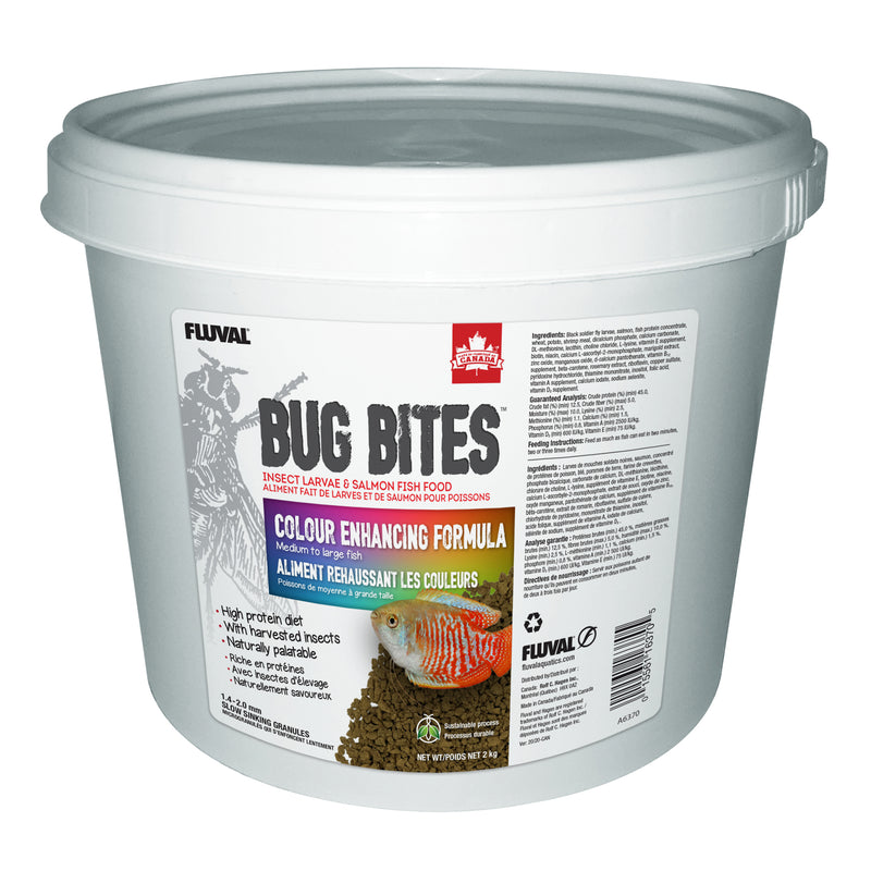 Fluval Bug Bites Colour Enhancing Formula - Medium to Large Fish - 1.4-2.0 mm granules - 2 kg (4.4 lbs)