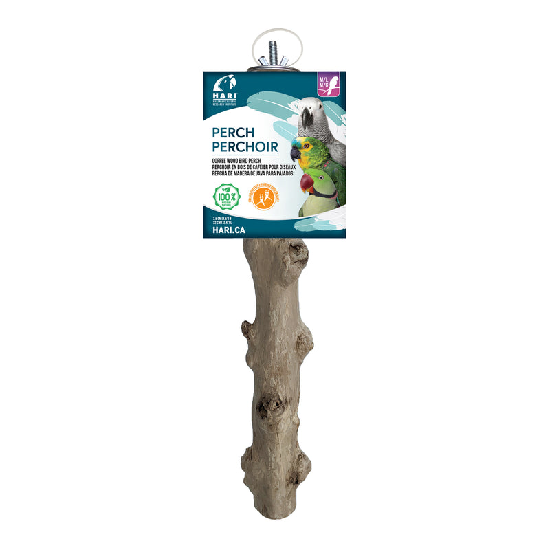 HARI Coffee Wood Bird Perch, Suitable for Medium - Large sized parrots