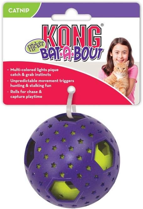 Kong Flicker-A-Bout Catnip Multi Color Light up Ball