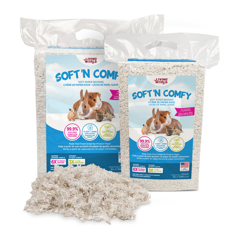 Living World Soft 'N Comfy Small Animal Paper Bedding - White - 36 L (2200 cu in)