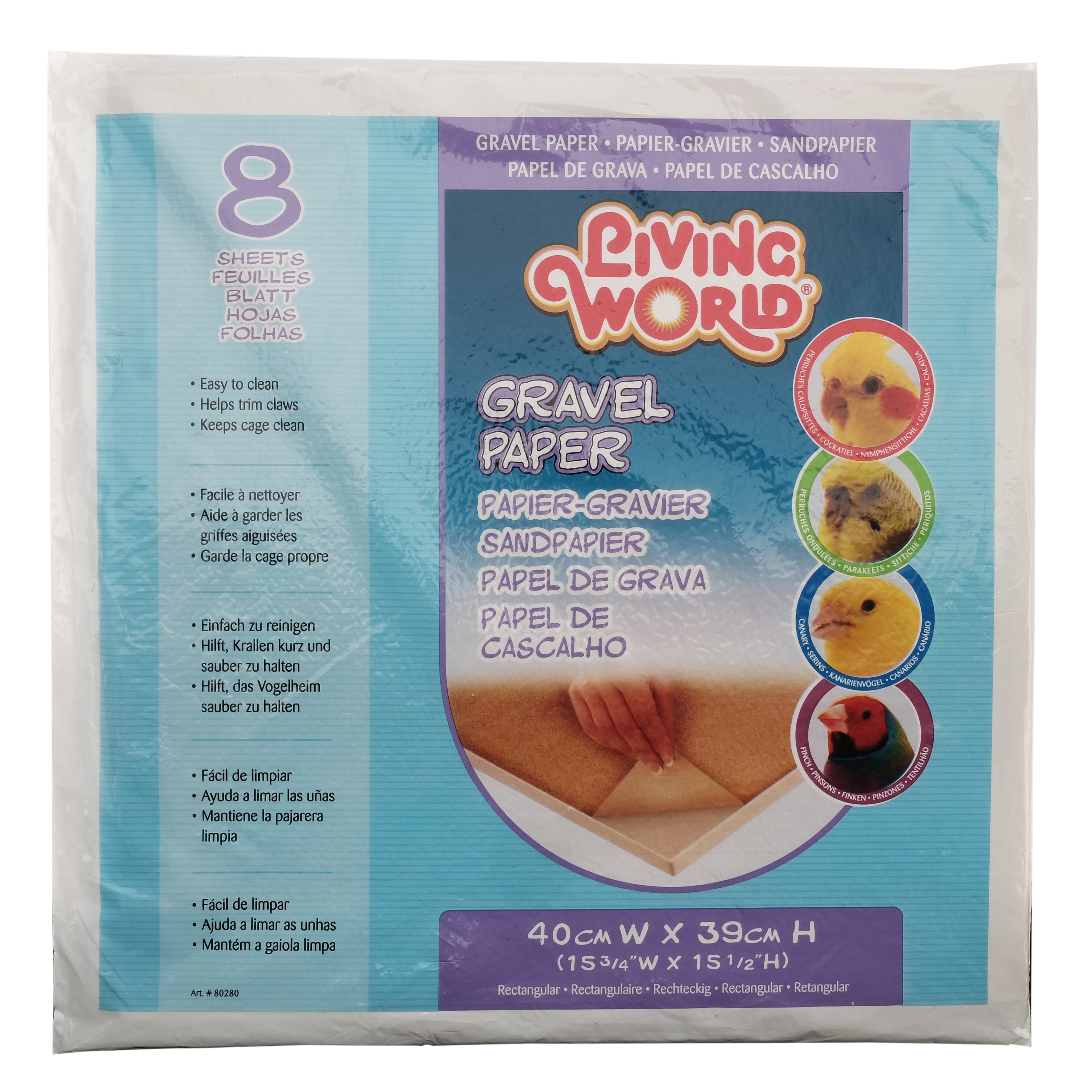 Living World Gravel Paper - Large - 8 pack - 40 cm x 39 cm (15.75 x 15