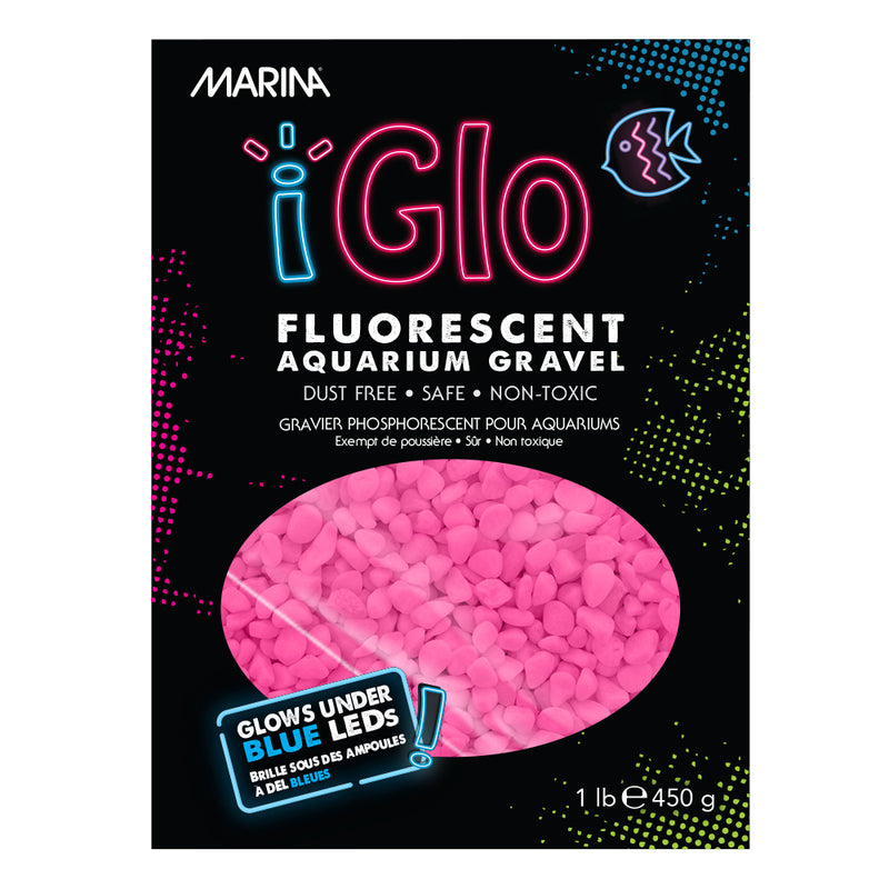 Marina iGlo Fluorescent Aquarium Gravel - Pink - 450 g (1 lb)