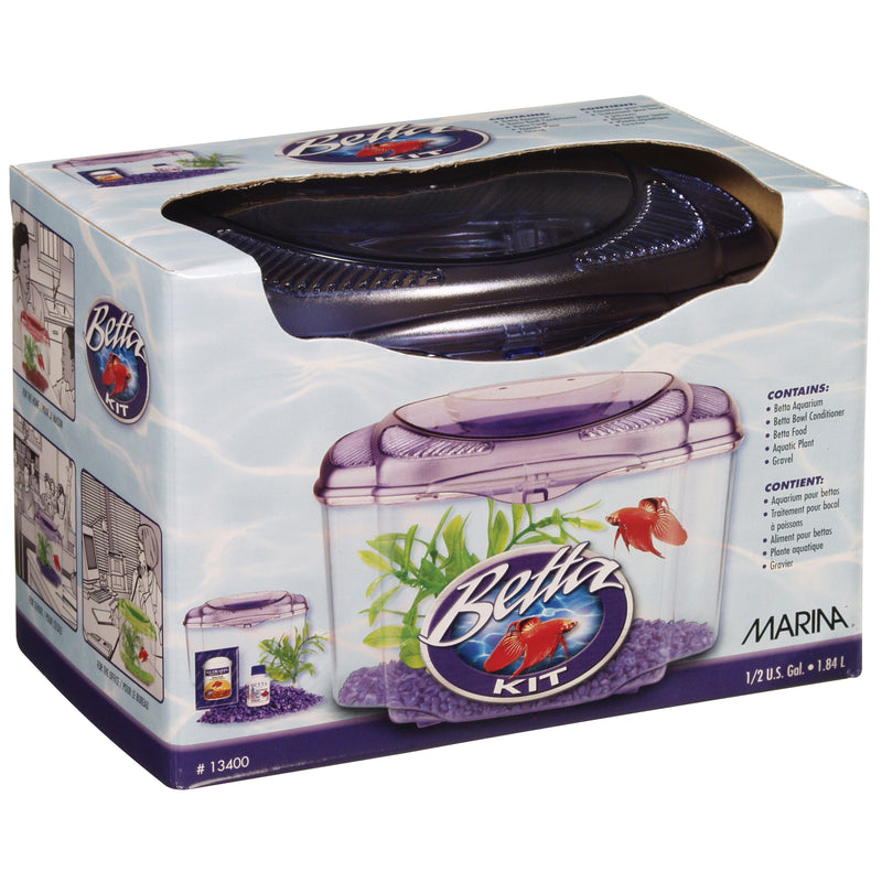 Marina Plastic Betta Kit - Purple - 1.89 L (0.5 U.S. gal) - 13400