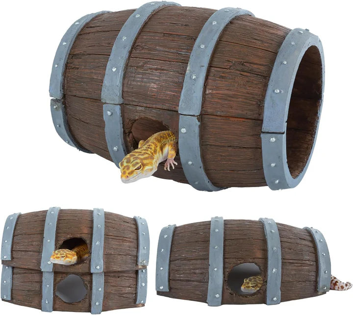 ReptiZoo Magnetic Connectable Barrel Log & Tunnel Hide (2-Pack)