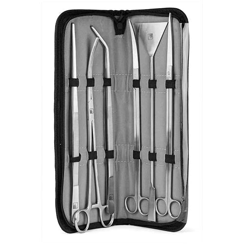 SR AQUARISTIK STAINLESS STEEL AQUASCAPE TOOL KIT WITH DELUXE CASE (6 PCS)