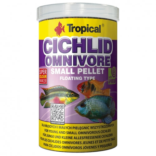 Tropical Cichlid Omnivore Small Pellet Fischfutter – 2,2 L, Für Farbenfrohe & Gesunde Cichliden