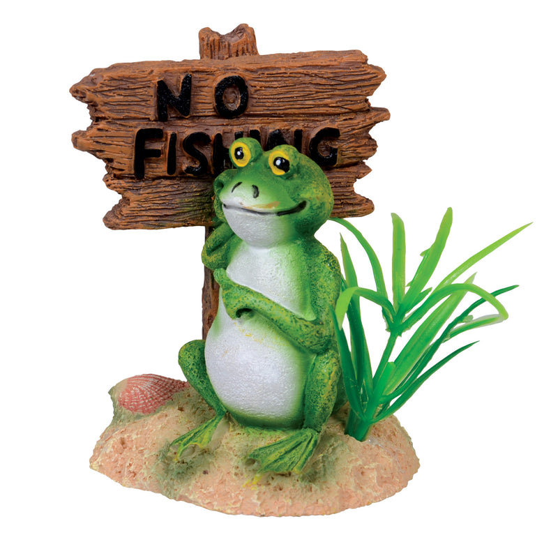 UT "No Fishing" Frog - Large - Aquarium / Reptile Ornament