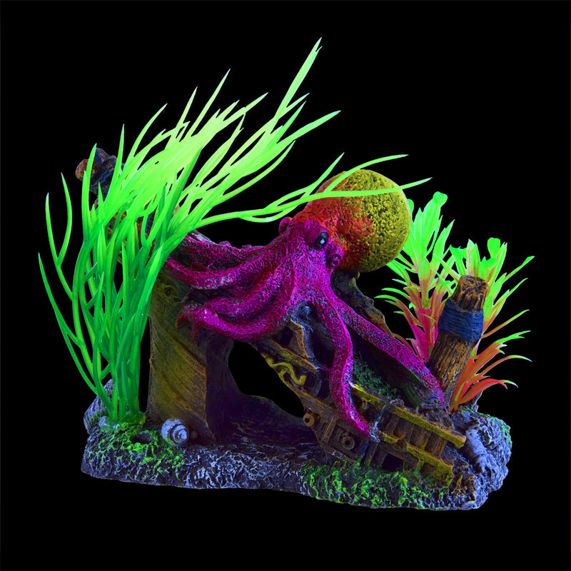 UT Glowing Octopus Wreck Aquarium / Reptile Ornament