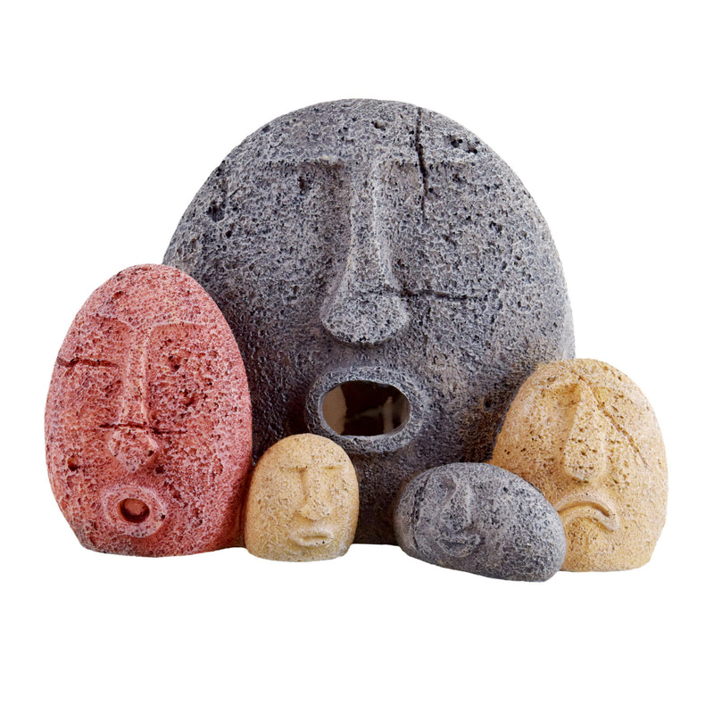 UT Stone Face Family - Aquarium / Reptile Ornament