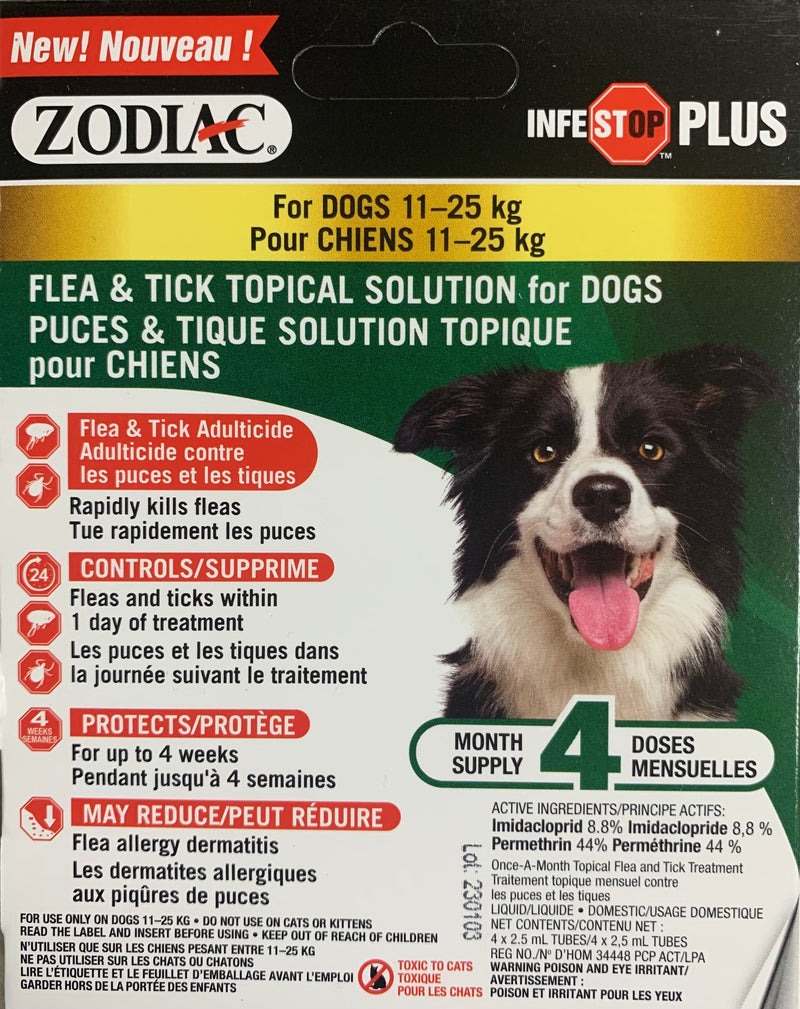 Zodiac Infestop PLUS Flea & Tick Topical Solution for Dogs, 11-25 kg