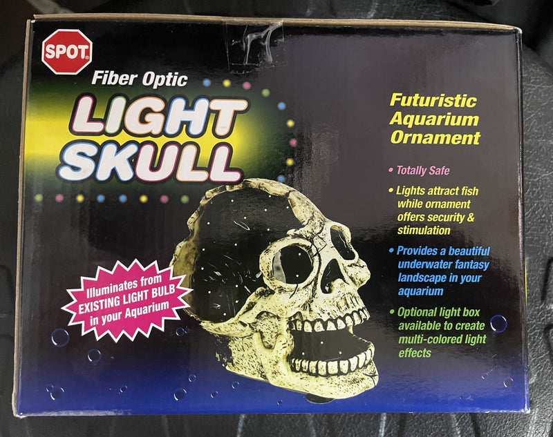Spot Fiber Optic Lighted Skull  -  approx. 7" x 6" x 4"