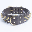 ANGEL "Amsterdam Spiked" Leather Collar 26" x 2" (Brown)