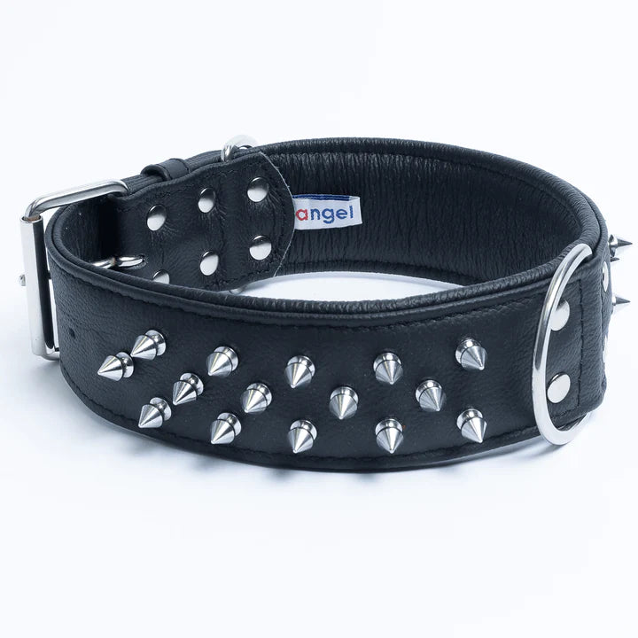 ANGEL "Amsterdam Spiked" Leather Collar 26" x 2" (Black)