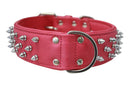 ANGEL "Amsterdam Spiked" Leather Collar 26" x 2" (Hot Pink)