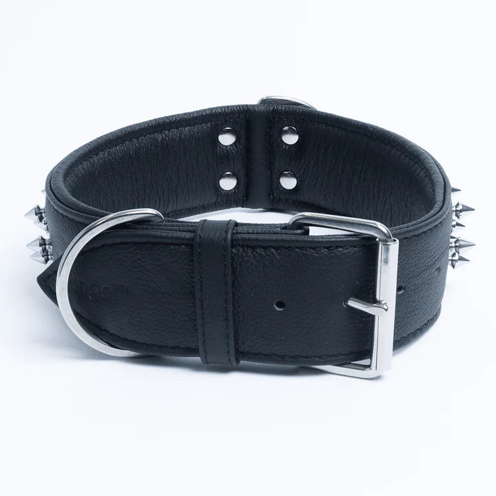 ANGEL "Amsterdam Spiked" Leather Collar 28" x 2" (Black)