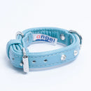 ANGEL "Athens Replica Diamonds" Leather Collar 12" x 5/8" (Baby Blue)