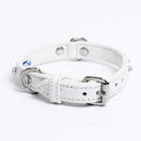 ANGEL "Athens Replica Diamonds" Leather Collar 12" x 5/8" (Ivory White)