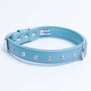 ANGEL "Athens Replica Diamonds" Leather Collar 22" x 1" (Baby Blue)