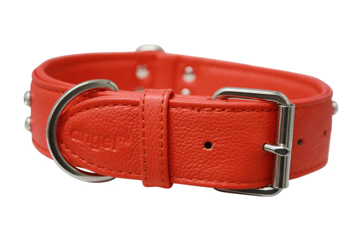 ANGEL "Athens" Leather Collar 24" x 1 1/2" (Goldfish Orange)