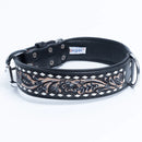 ANGEL "Laredo" Hand-Carved Leather Collar 22" x 1.5" (Black)