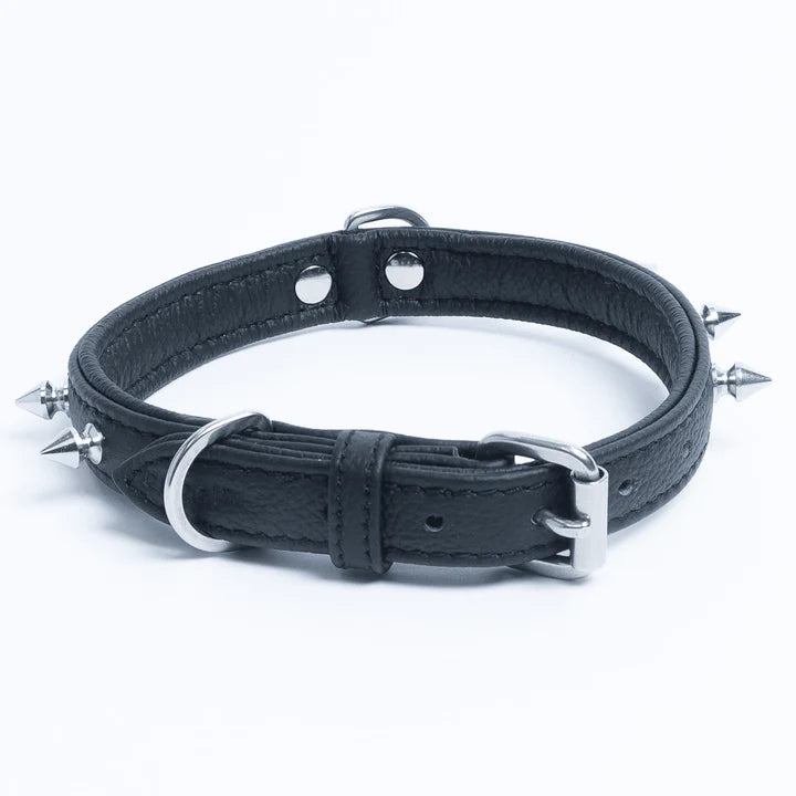 ANGEL "Rotterdam Spiked" Leather Collar 18" x 3/4" (Black)