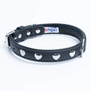 ANGEL "Rotterdam Hearts" Leather Collar 14" x 3/4" (Black)