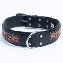 ANGEL "San Antonio" Hand-Carved Leather Collar 24" x 1.5" (Black)