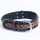 ANGEL "San Antonio" Hand-Carved Leather Collar 24" x 1.5" (Black)