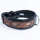 ANGEL "San Antonio" Hand-Carved Leather Collar 28" x 2" (Black)