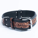 ANGEL "San Antonio" Hand-Carved Leather Collar 28" x 2" (Black)