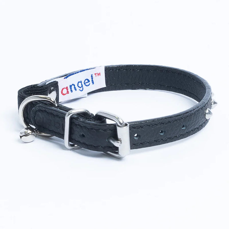 ANGEL "Studded" Leather Cat Collar 12" x 1/2" (Black)