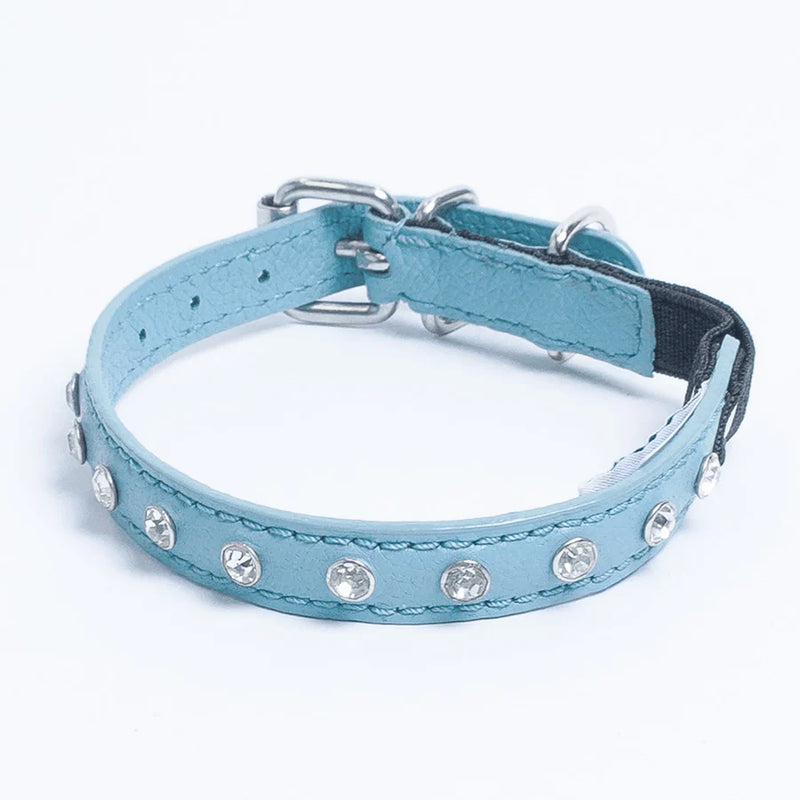 ANGEL "Athens" Leather Cat Collar 12" x 1/2" (Baby Blue)