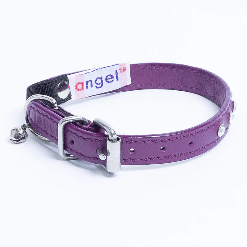 ANGEL "Athens" Leather Cat Collar 12" x 1/2" (Purple)