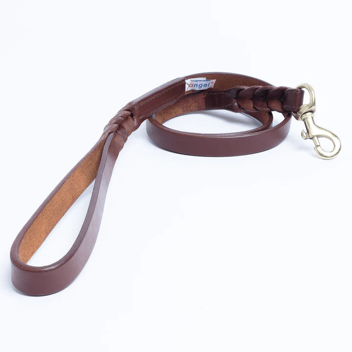 ANGEL "Braided" Leather Leash 48" x 3/4" (Brown)